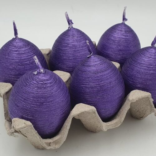 Świeca 6szt. JAJKO FIOLETOWE drapane