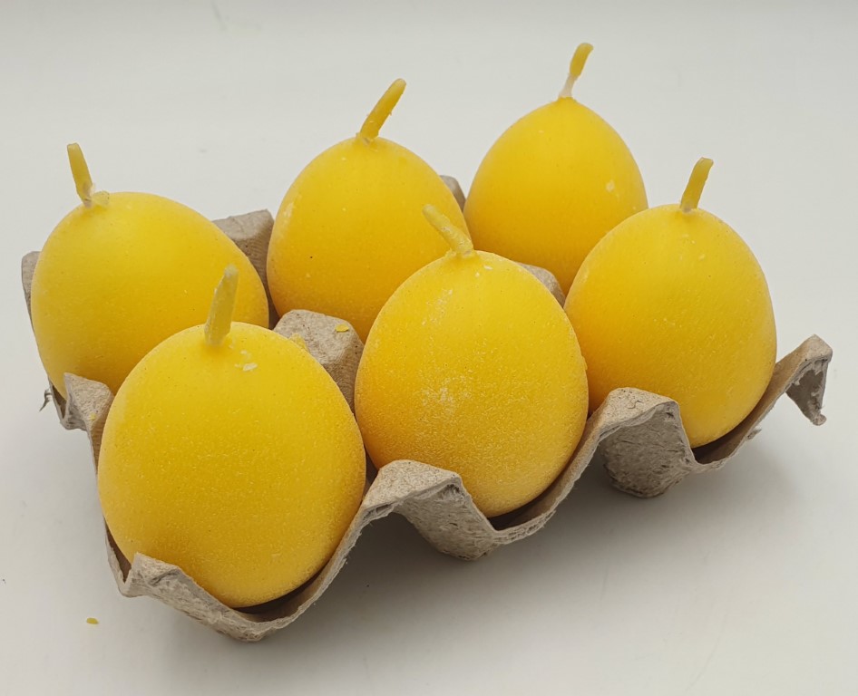 Świeca 6szt jajko piaskowane żółte