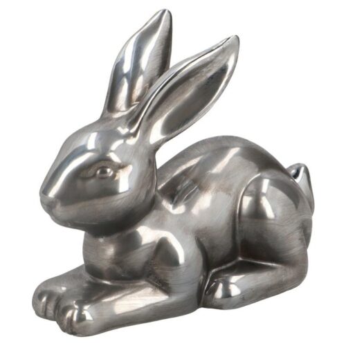 Figurka 2szt ceramiczna królik siedzący 15,5x7,5x12,5cm srebrny