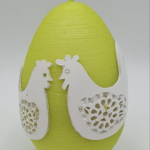 Świeca jajko 80/130mm kura i kogut zielone