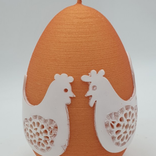 Świeca jajko 80/130mm kura i kogut pomarańczowe