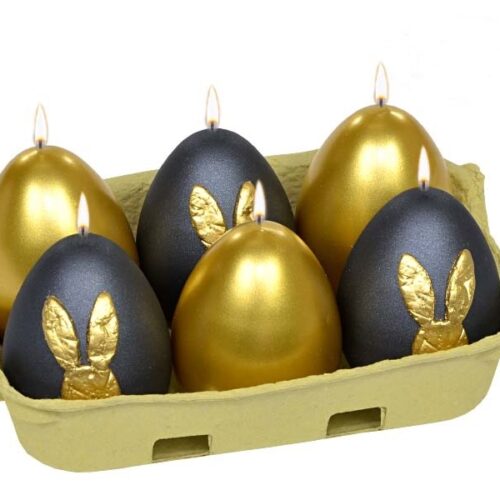 Świeca 6szt. JAJKO 60/45 PÓŁMAT ZŁOTY CZARNY