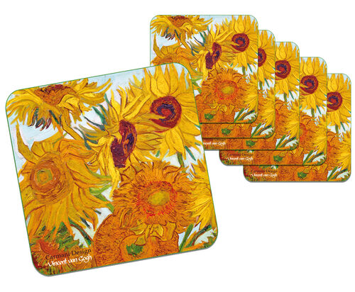 Komplet 6 podkładek korkowych - V. van Gogh, Słoneczniki CARMANI