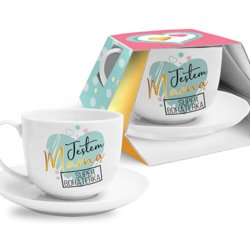 Filiżanka ze spodkiem 400ml - "Jestem Mamą..."