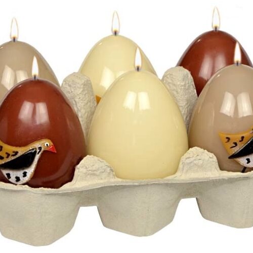 świeca 6szt. JAJKO 60/45 EASTER HEN LAKIER MIX