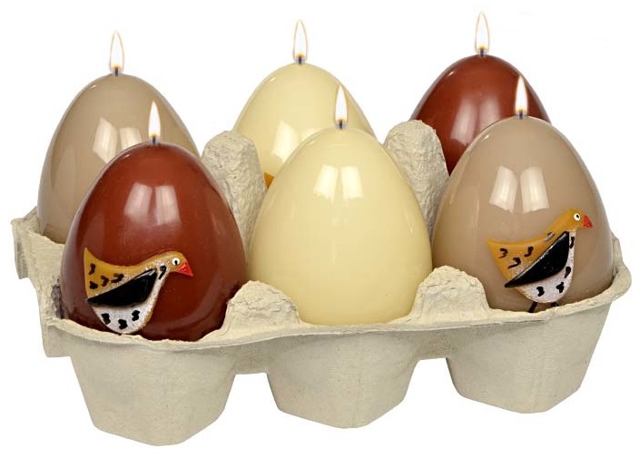 świeca 6szt. JAJKO 60/45 EASTER HEN LAKIER MIX