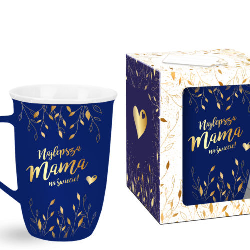 kubek matowy 430ml granatowy NAJLEPSZA MAMA NA ŚWIECIE