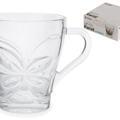 Kubek szklany 6szt.  KWIAT 280ml