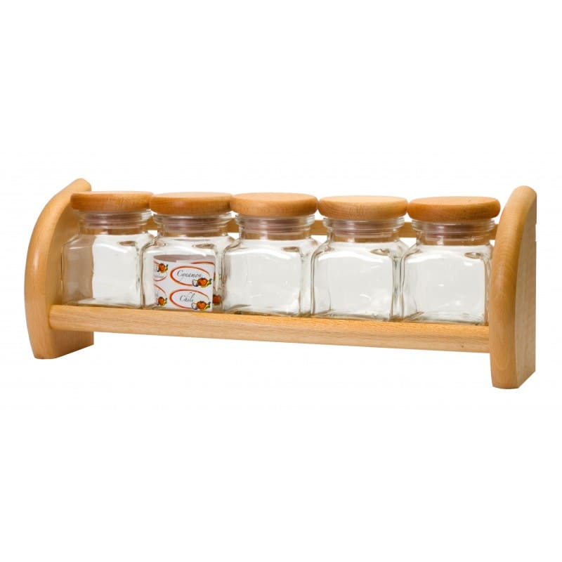 Półka drewniana i 5 pojemników - Preident Line - obrazek 2