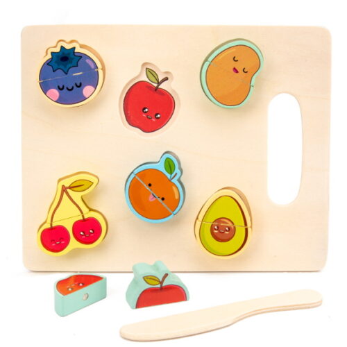 zabawka drewniana Owoce i warzywa do krojenia + deska i nóż 22x18 cm NT6067