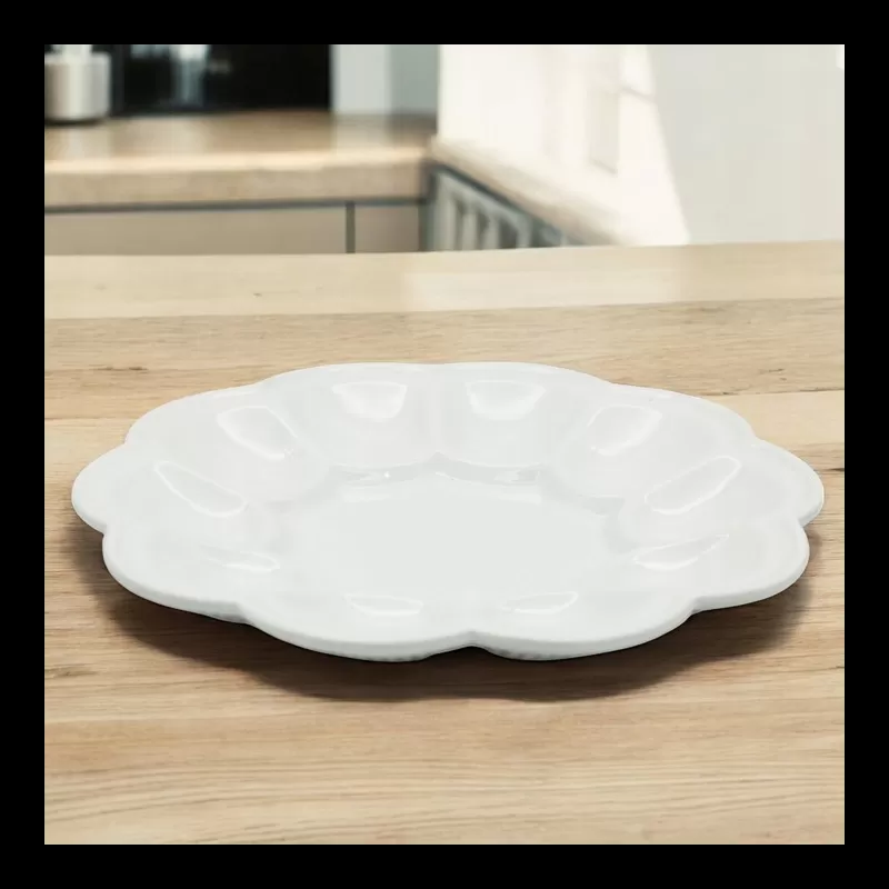 Talerz 23cm do jajek talerzyk płaski na jajka porcelanowy podstawka półmisekTR-17-571 - obrazek 4