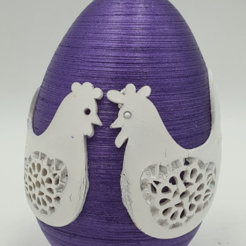 Świeca jajko 80/130mm kura i kogut fioletowe