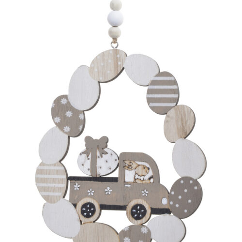 Drewniana zawieszka z pisankami 14cm x 0,5cm x 16,5cm