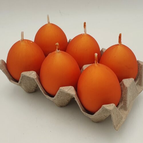 Świeca 6szt. jajko 60/45mm metalizowane POMARAŃCZ