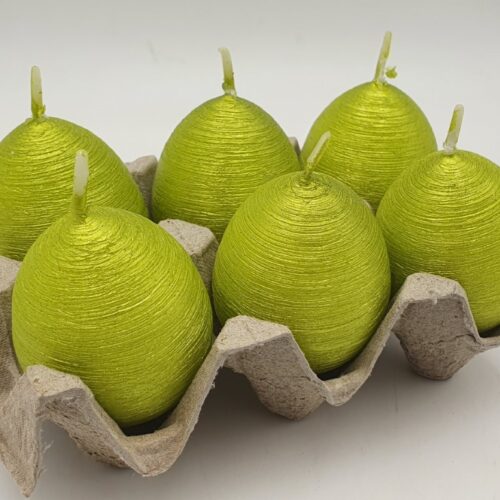 wieca 6szt. JAJKO L37 JASNO ZIELONY DRAPANE