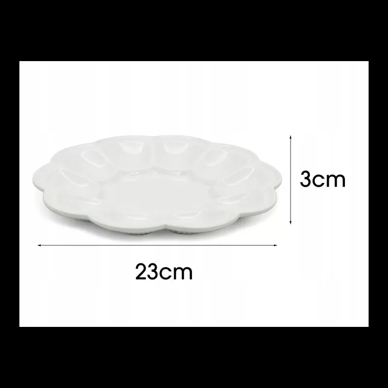 Talerz 23cm do jajek talerzyk płaski na jajka porcelanowy podstawka półmisekTR-17-571 - obrazek 3