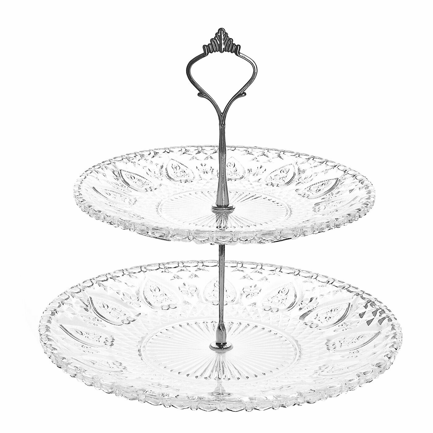 Patera szklana Catalina okrągła dwupoziomowa 20/25 cm