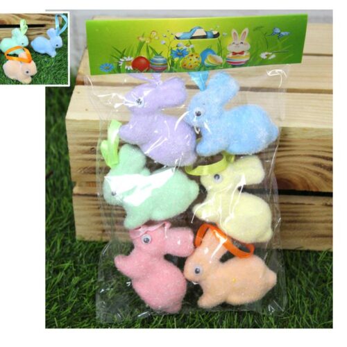 Zające styropianowe 6 x 6cm mix kolor 6szt