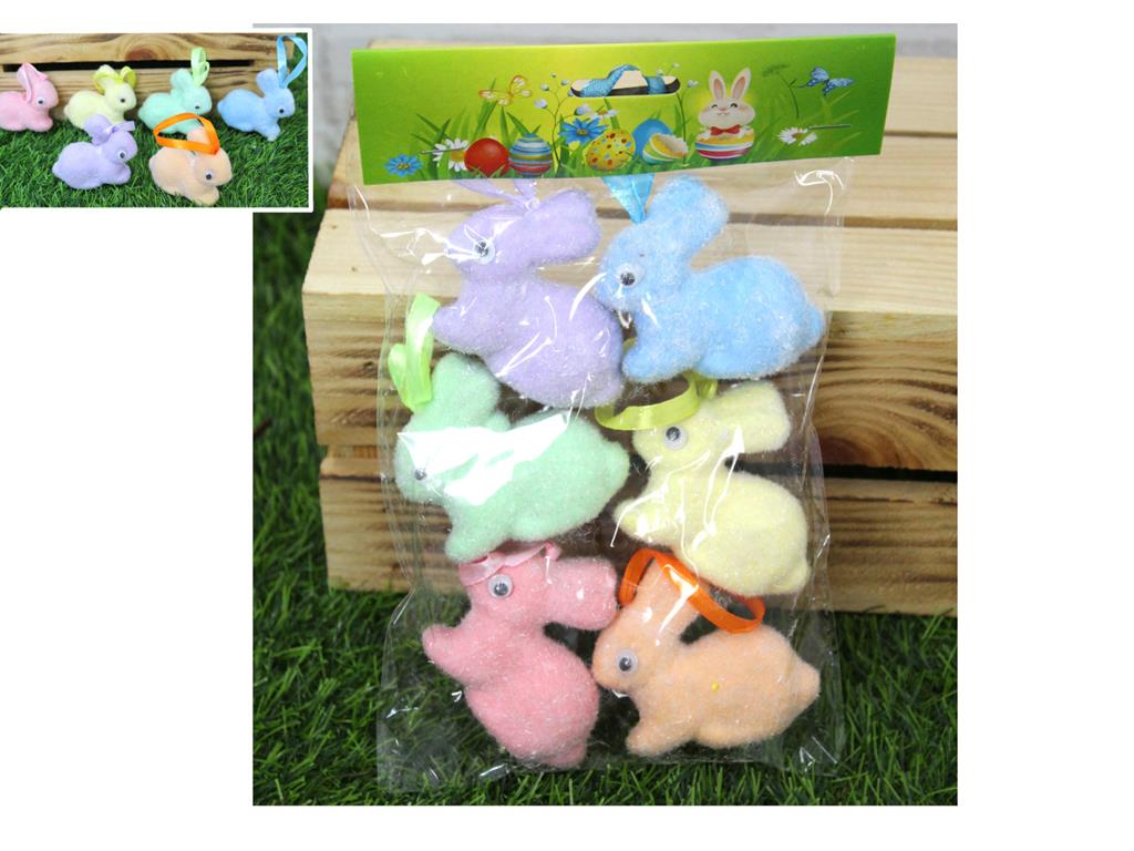 Zające styropianowe 6 x 6cm mix kolor 6szt