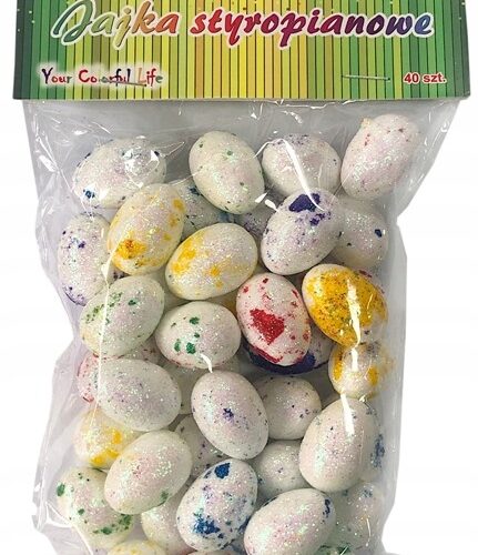 Jajka styropianowe nakrapiane - brokatowe 2,5 cm, 40 szt.