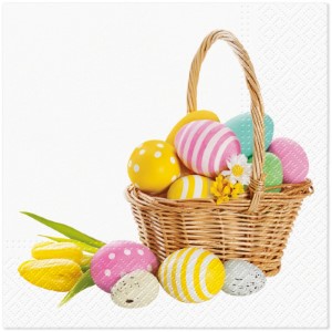 Serwetki papierowe 33cm x 33cm 20szt. WIELKANOCNE "BASKET OF JOY" 76-93